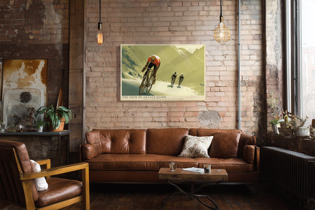 Paul Sinus Wandbild The Tour de France Climb Dramatisches Radsportmotiv mit Fahrern im steilen Gebirge – Sinnbild für Mut, Ausdauer und Stärke.