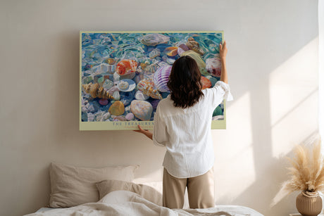 Paul Sinus Wandbild The Treasures of the Shore farbenprächtiges Muschelmotiv unter klarem Wasser mit sommerlicher Leuchtkraft