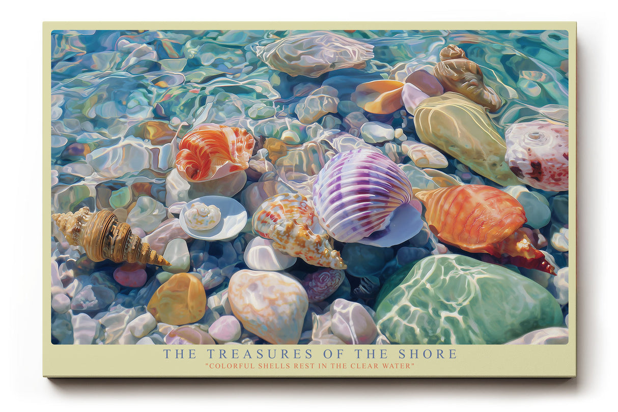 Paul Sinus Wandbild The Treasures of the Shore farbenprächtiges Muschelmotiv unter klarem Wasser mit sommerlicher Leuchtkraft
