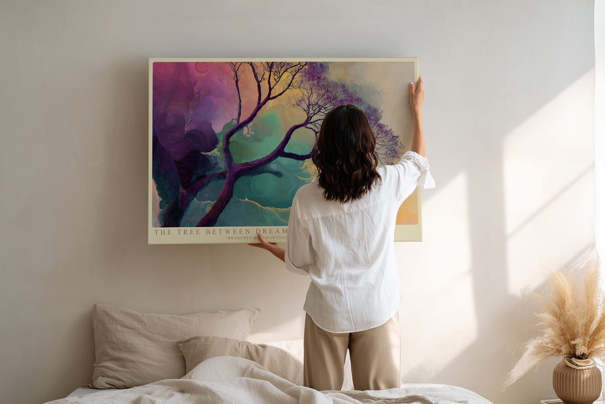 Paul Sinus Wandbild The Tree Between Dreaming Skies Colorful Branches Across Imaginary Worlds