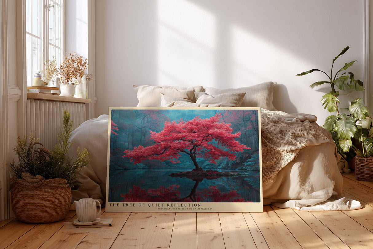 Paul Sinus Wandbild The Tree of Quiet Reflection Red Maple Serenity Over Still Waters