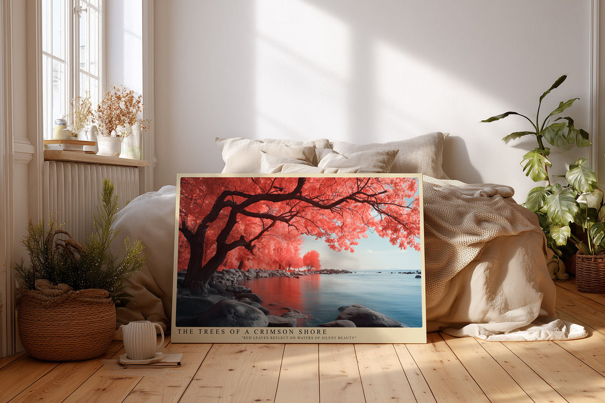 Paul Sinus Wandbild The Trees of a Crimson Shore Red Reflections by Tranquil Waters