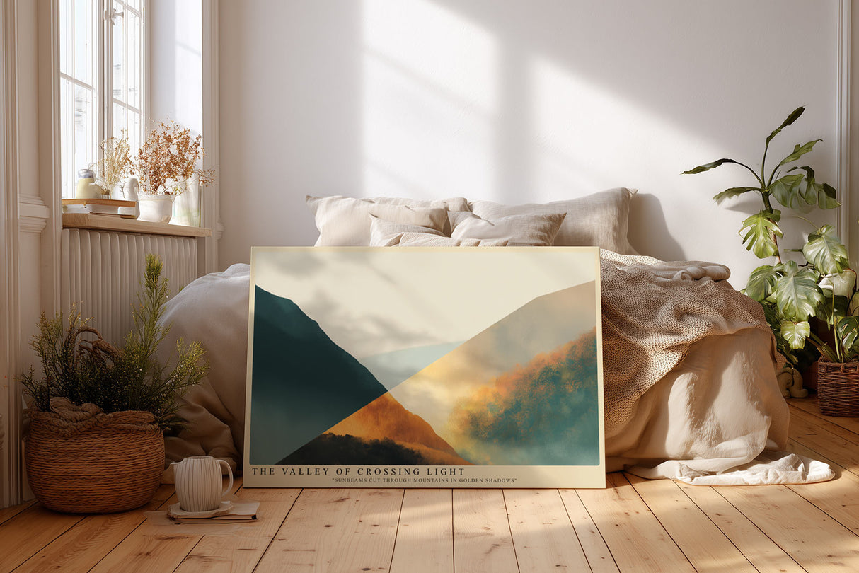 Paul Sinus Wandbild The Valley of Crossing Light Golden Mountains in Shadow and Sun