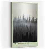 Paul Sinus Wandbild in 40x60cm The Vanishing City – Abstraktes Stadtmotiv in Schwarz-Weiß mit vertikalen Linienstrukturen