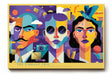 Paul Sinus Wandbild The Vibrant Trio farbenfrohes Porträtmotiv mit geometrischem Stil und drei Gesichtern für moderne Räume voller Energie und Ausdruckskraft
