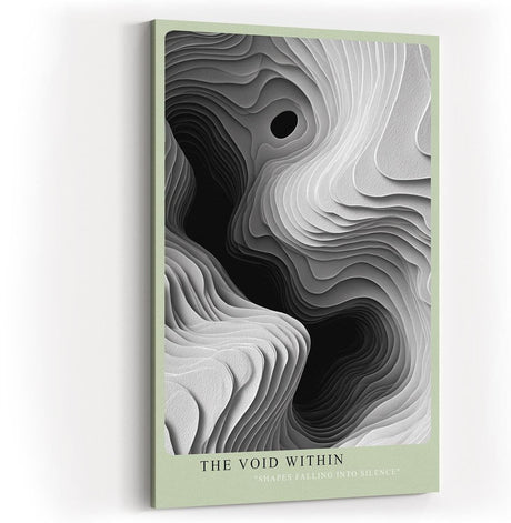Paul Sinus Wandbild in 40x60cm The Void Within – Schwarz-weiße Topografie mit organischen Schichtungen und geheimnisvollem Tiefeneffekt
