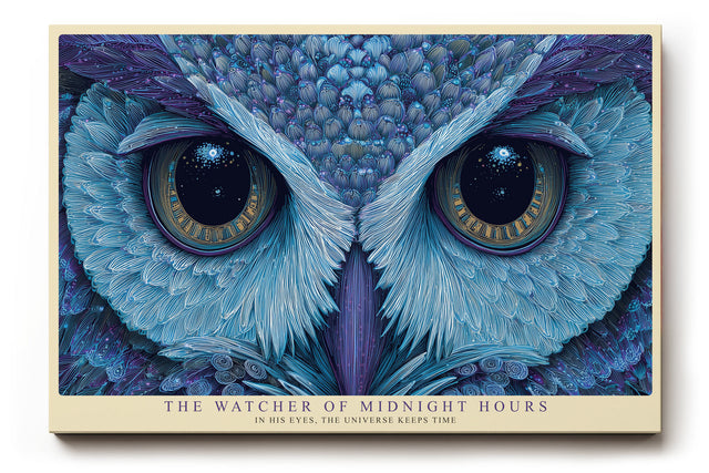 Paul Sinus Wandbild The Watcher of Midnight Hours Mystical Owl with Deep Blue Gaze and Celestial Symbolism