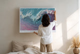 Paul Sinus Wandbild The Wave of Changing Colors – Abstrakte Meereswelle in Türkis und Rosa, fließendes Farbmotiv mit moderner Textur und Bewegung