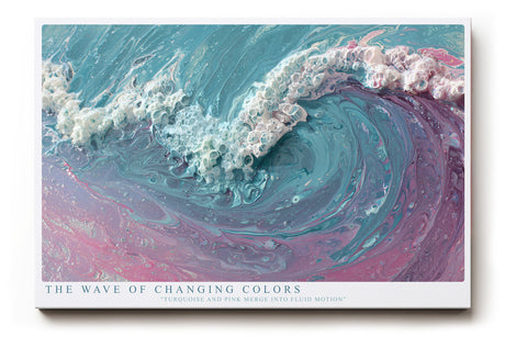 Paul Sinus Wandbild The Wave of Changing Colors – Abstrakte Meereswelle in Türkis und Rosa, fließendes Farbmotiv mit moderner Textur und Bewegung