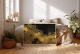 Paul Sinus Wandbild The Waves of Golden Energy abstraktes Kunstmotiv mit goldenen Lichtwellen auf dunklem Grund