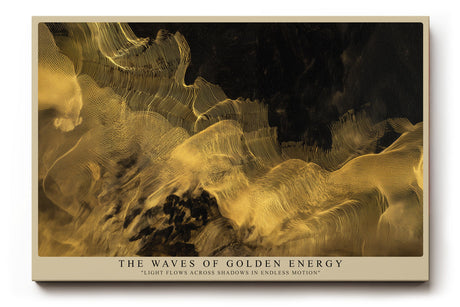 Paul Sinus Wandbild The Waves of Golden Energy abstraktes Kunstmotiv mit goldenen Lichtwellen auf dunklem Grund