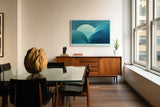 Paul Sinus Wandbild The Waves of Silent Nature abstraktes Landschaftsmotiv in Blau- und Grüntönen mit sanften Formen