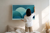 Paul Sinus Wandbild The Waves of Silent Nature abstraktes Landschaftsmotiv in Blau- und Grüntönen mit sanften Formen