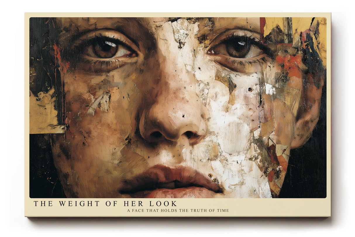 Paul Sinus Wandbild The Weight of Her Look Expressive Female Portrait in Layers of Emotion and Time