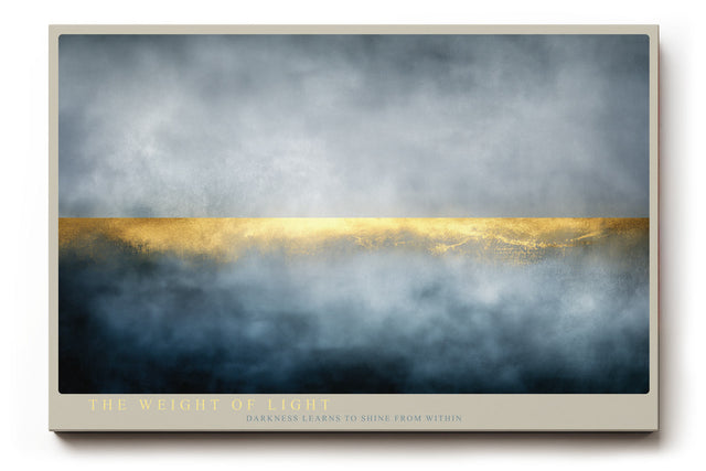 Paul Sinus Wandbild The Weight of Light Abstract Horizon with Golden Balance in Mist and Shadow