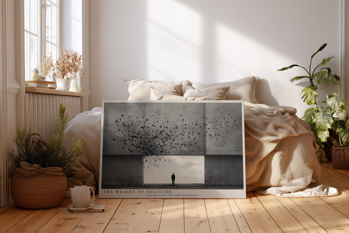 Paul Sinus Wandbild The Weight of Solitude One Man Faces the Flight of Shadows