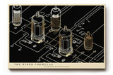 Paul Sinus Wandbild The Wired Formulas technisches Kunstwerk mit Röhren, Leiterbahnen und goldenen Linien im industriellen Stil für moderne Räume mit Tiefgang