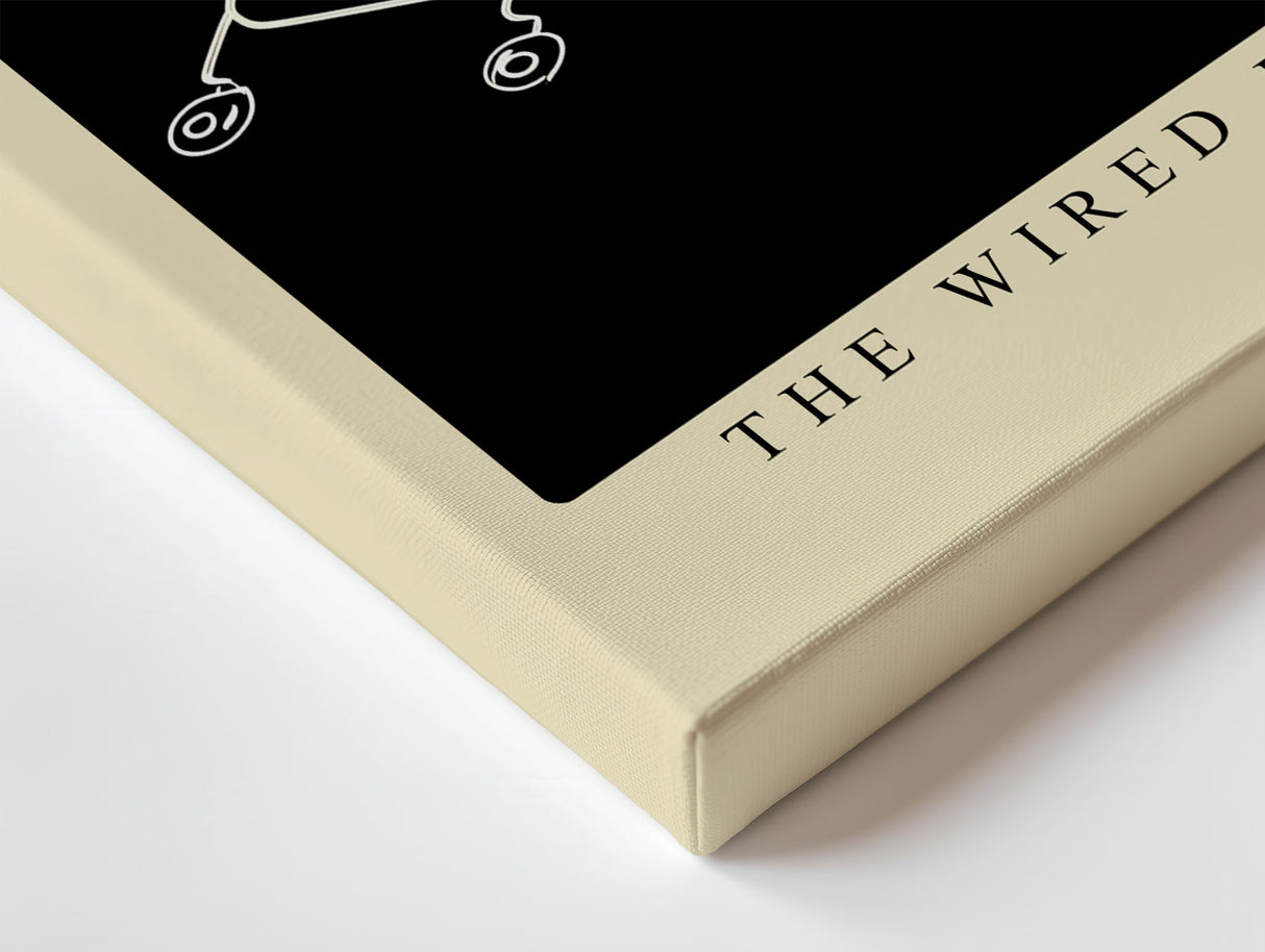 Paul Sinus Wandbild The Wired Formulas technisches Kunstwerk mit Röhren, Leiterbahnen und goldenen Linien im industriellen Stil für moderne Räume mit Tiefgang