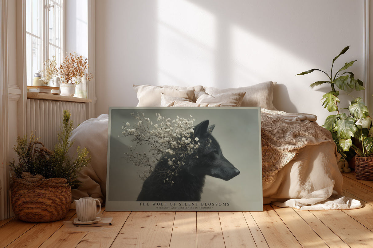 Paul Sinus Wandbild The Wolf of Silent Blossoms – Stärke und Sanftheit in perfekter Harmonie