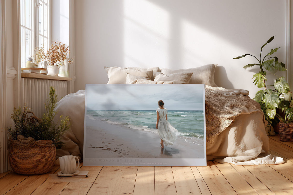 Paul Sinus Wandbild The Woman by the Sea – Stille Begegnung von Wind, Wellen und Freiheit