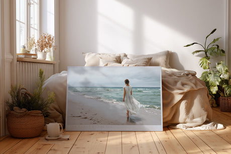 Paul Sinus Wandbild The Woman by the Sea – Stille Begegnung von Wind, Wellen und Freiheit