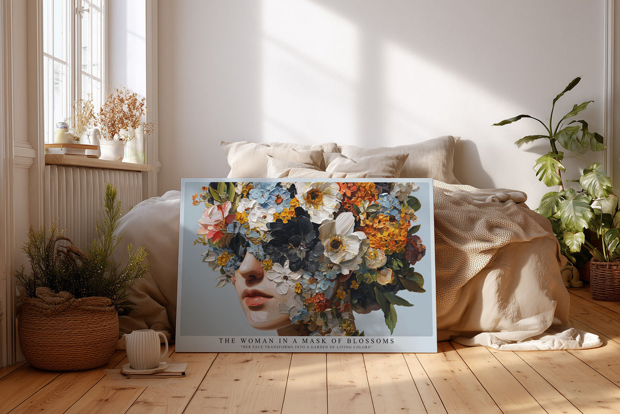 Paul Sinus Wandbild The Woman in a Mask of Blossoms Floral Portrait in Living Colors