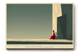 Paul Sinus Wandbild The Woman in Red Silence – Minimalistische Szene mit Frau in rotem Kleid im Spiel von Licht und Schatten, Symbol für Ruhe, Stärke und innere Balance