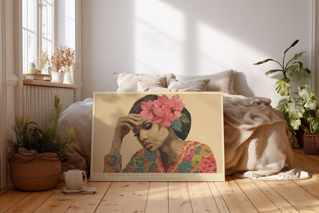 Paul Sinus Wandbild The Woman with Flowers – Collageartiges Porträt mit floralen Akzenten, Symbol für Weiblichkeit, Ausdruckskraft und Kreativität