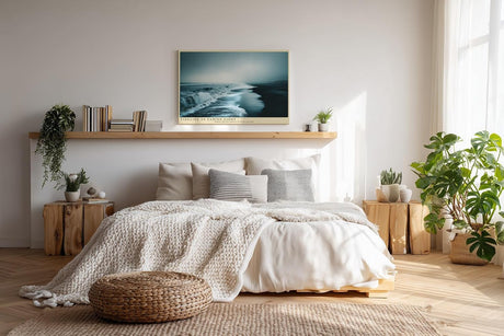 Paul Sinus Wandbild 120x80cm Tideline of Fading Light Ruhige Meereskueste mit Wellen Natur Landschaft Kunst fuer Wohnzimmer Schlafzimmer und Büro