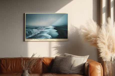 Paul Sinus Wandbild 120x80cm Tideline of Fading Light Ruhige Meereskueste mit Wellen Natur Landschaft Kunst fuer Wohnzimmer Schlafzimmer und Büro