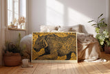 Paul Sinus Wandbild 120x80cm Tiger Illustration in Gold Schwarz Moderne Tierkunst Wanddekoration