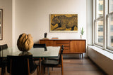 Paul Sinus Wandbild 120x80cm Tiger Illustration in Gold Schwarz Moderne Tierkunst Wanddekoration