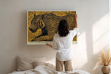 Paul Sinus Wandbild 120x80cm Tiger Illustration in Gold Schwarz Moderne Tierkunst Wanddekoration