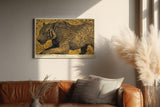 Paul Sinus Wandbild 120x80cm Tiger Illustration in Gold Schwarz Moderne Tierkunst Wanddekoration