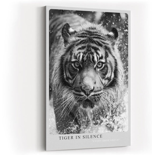 Paul Sinus Wandbild in 40x60cm Tiger in Silence – Ausdrucksstarkes Schwarz-Weiß-Porträt eines Tigers im Wasser