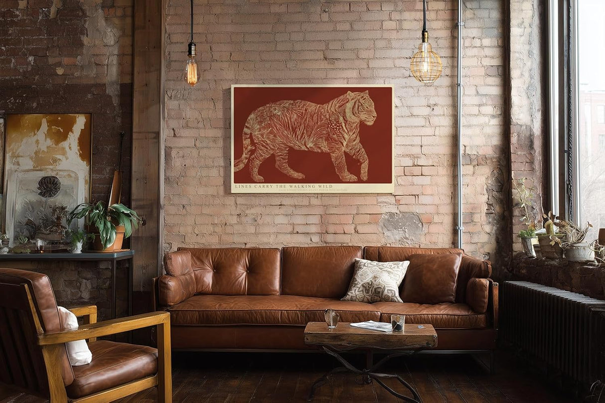 Paul Sinus Wandbild 120x80cm Tiger Linienkunst modernes Tiermotiv in grafischer Illustration