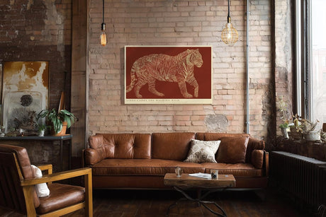 Paul Sinus Wandbild 120x80cm Tiger Linienkunst modernes Tiermotiv in grafischer Illustration