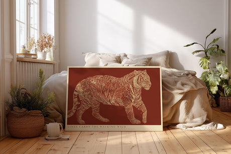 Paul Sinus Wandbild 120x80cm Tiger Linienkunst modernes Tiermotiv in grafischer Illustration