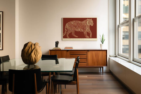 Paul Sinus Wandbild 120x80cm Tiger Linienkunst modernes Tiermotiv in grafischer Illustration