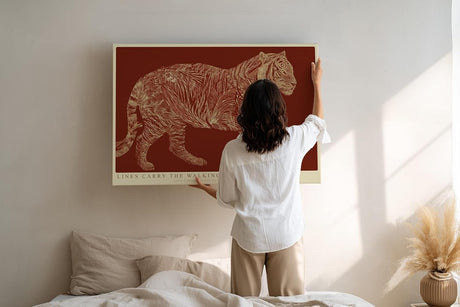 Paul Sinus Wandbild 120x80cm Tiger Linienkunst modernes Tiermotiv in grafischer Illustration