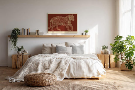 Paul Sinus Wandbild 120x80cm Tiger Linienkunst modernes Tiermotiv in grafischer Illustration
