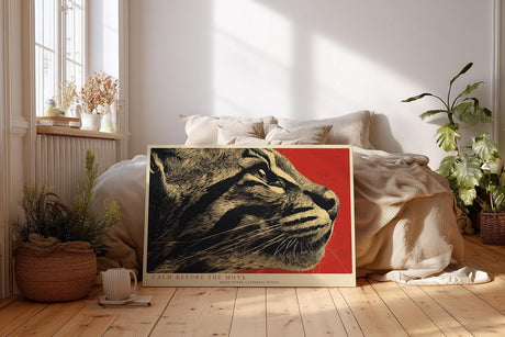 Paul Sinus Wandbild 120x80cm Tiger Portrait moderne Tier Illustration mit roten Hintergrund stilvolle Wanddekoration fuer Wohnzimmer Büro