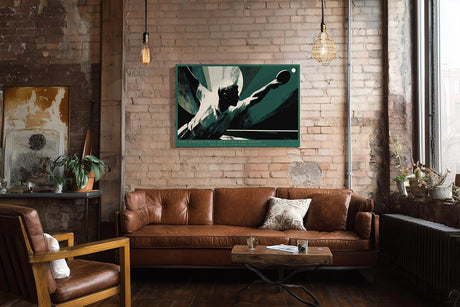 Paul Sinus Wandbild 120x80cm Tischtennisspieler in Schlagbewegung moderne Sportkunst mit grafischer Dynamik
