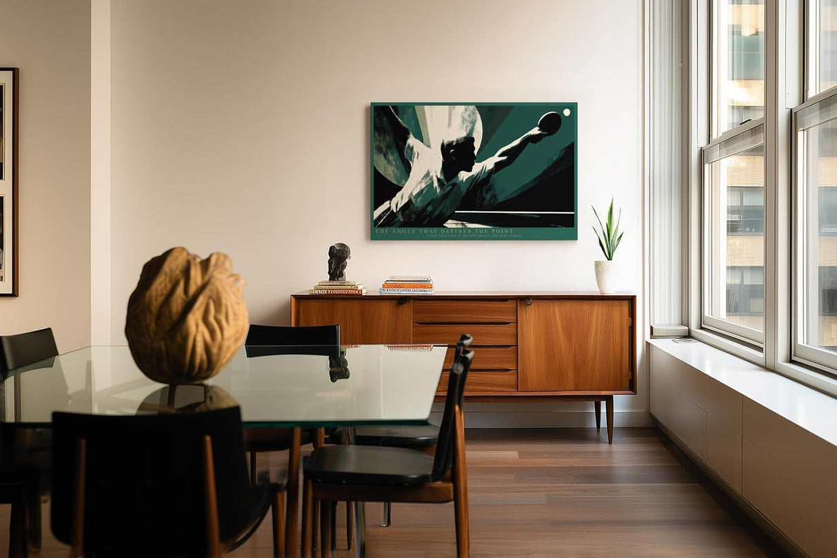 Paul Sinus Wandbild 120x80cm Tischtennisspieler in Schlagbewegung moderne Sportkunst mit grafischer Dynamik