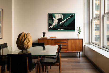 Paul Sinus Wandbild 120x80cm Tischtennisspieler in Schlagbewegung moderne Sportkunst mit grafischer Dynamik