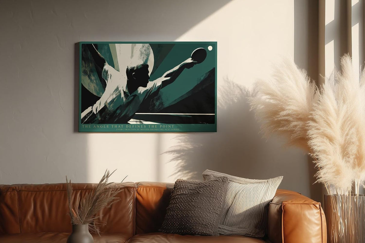 Paul Sinus Wandbild 120x80cm Tischtennisspieler in Schlagbewegung moderne Sportkunst mit grafischer Dynamik