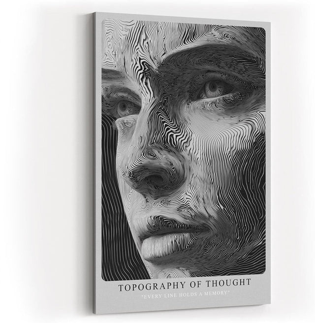 Paul Sinus Wandbild in 40x60cm Topography of Thought Linienportrait in Schwarzweiß