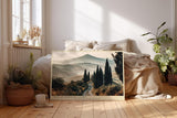 Paul Sinus Wandbild 120x80cm Toskana Landschaft Zypressen Allee italienische Huegel warme Morgenstimmung modernes Landschaftsbild stilvolle Wanddekoration fuer Wohnzimmer Büro