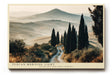Paul Sinus Wandbild 120x80cm Toskana Landschaft Zypressen Allee italienische Huegel warme Morgenstimmung modernes Landschaftsbild stilvolle Wanddekoration fuer Wohnzimmer Büro
