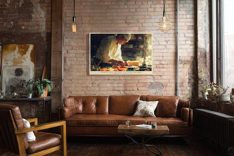 Paul Sinus Wandbild 120x80cm Tradition am Schneidebrett japanische Kochkunst atmosphaerisches Kuechenmotiv Kunstdruck fuer Kueche Restaurant und Essbereich